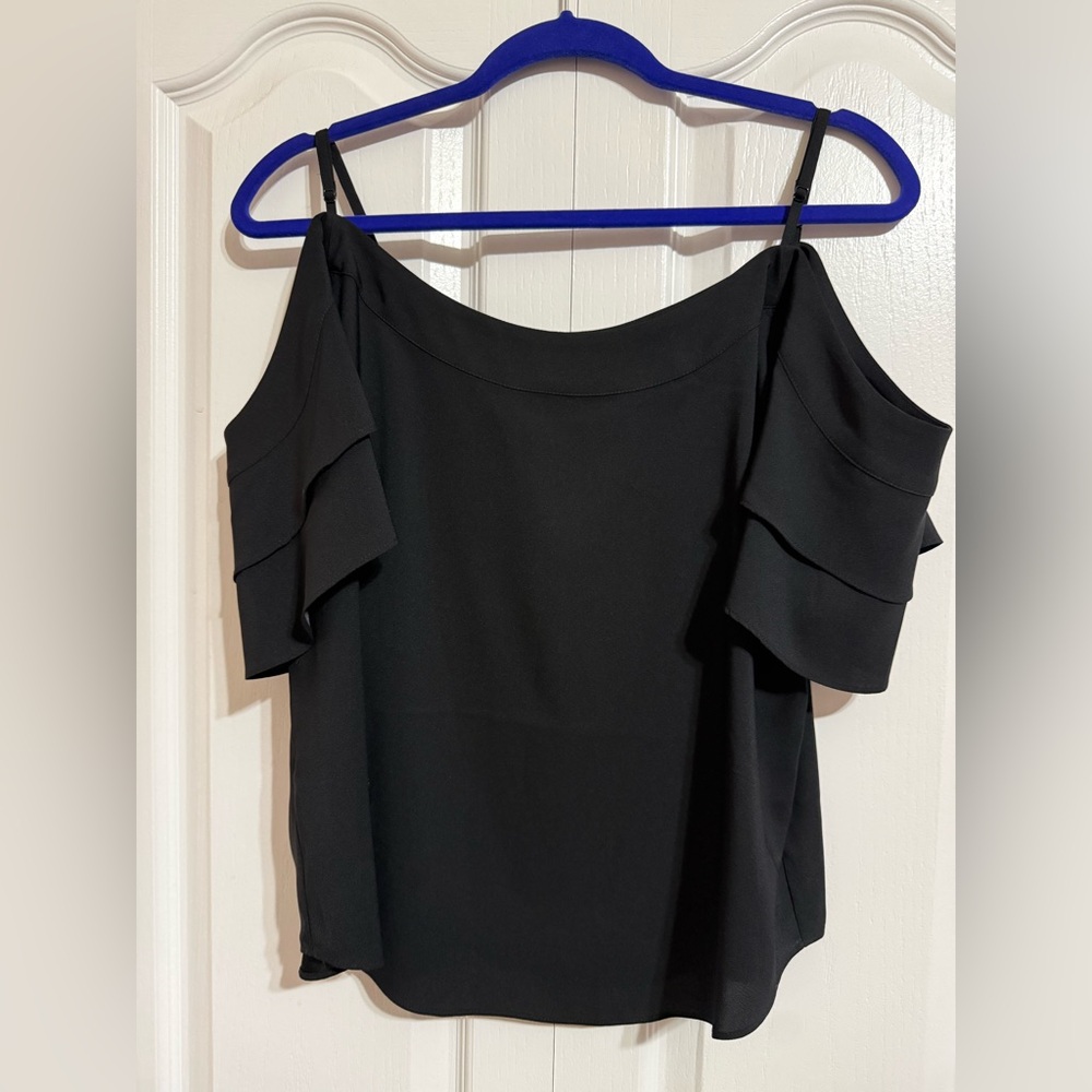 Stylish Black Off-Shoulder Ruffle Blouse NWOT
